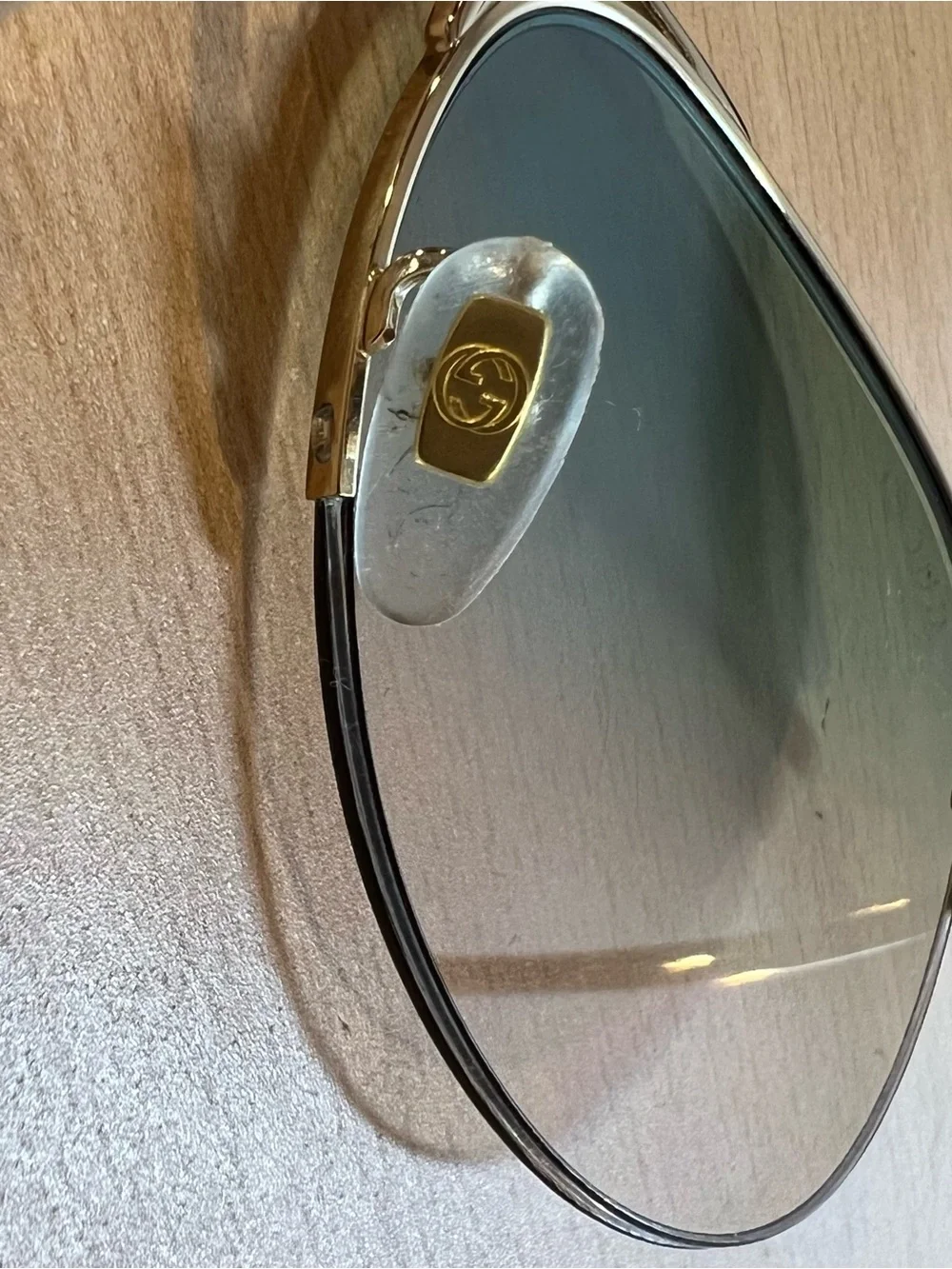 Gucci Men’s Gold Frame Sunglasses with Green Lenses $150